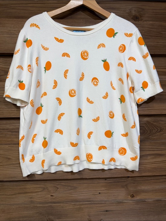 CeCe Tops - CeCe Orange Print Top